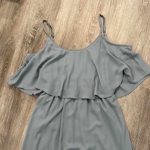 Show Me Your Mumu Soft Charcoal Crisp Caitlin ruffle Maxi dress sz XS - Picture 4 of 7